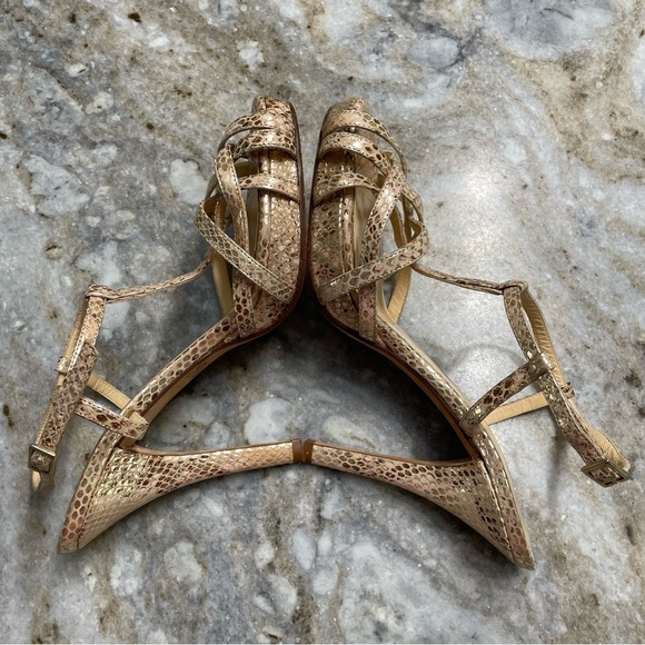 Kate Spade Gold Snakeskin Heel Sandals Women’s 7.5 B - Picture 5 of 12